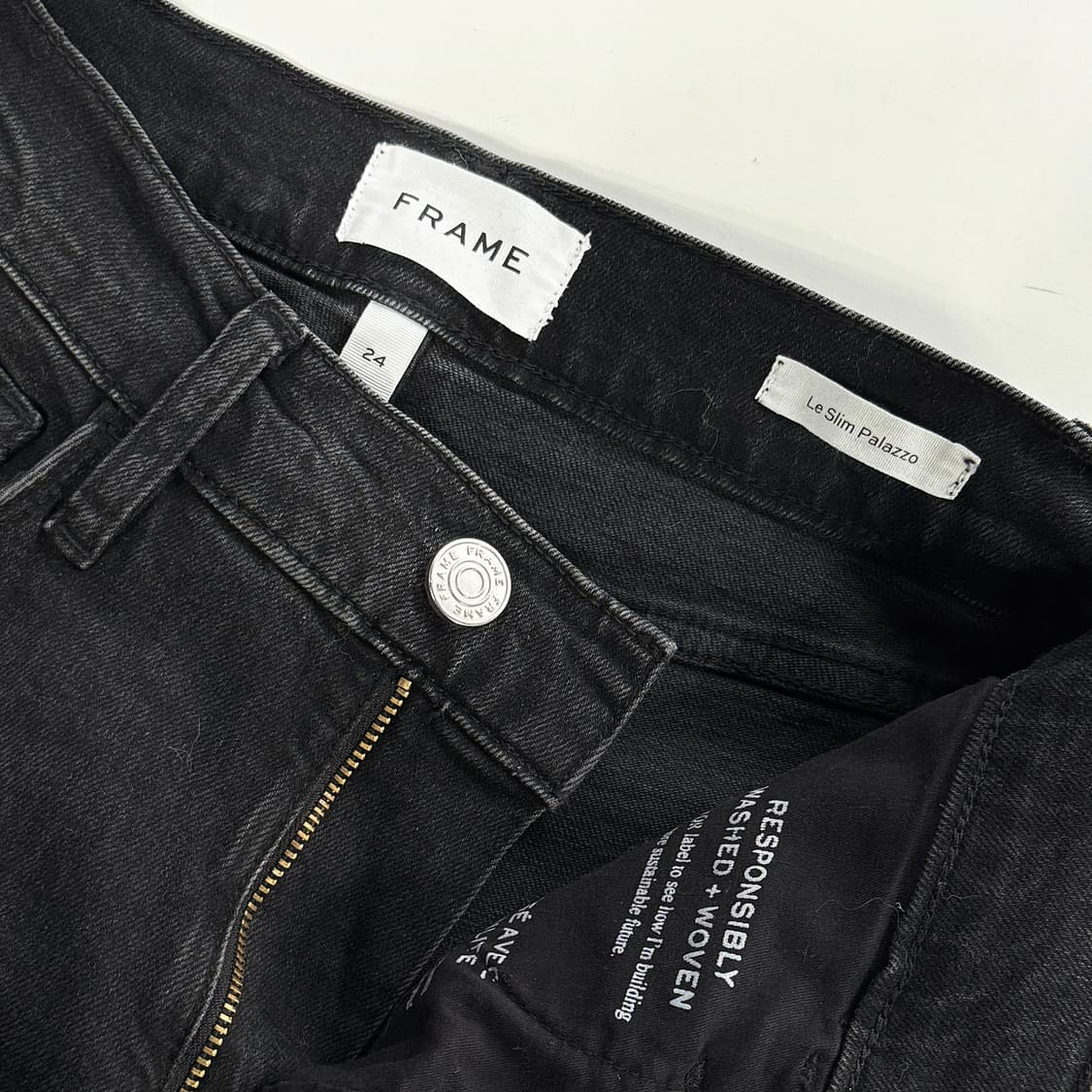프레임 르 슬림 팔라쪼 블랙 데님 진 (24) 상품이미지4