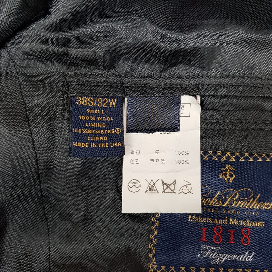 브룩스브라더스 1818 피츠제럴드 울 싱글 블레이저 자켓 38S사이즈 상품이미지4