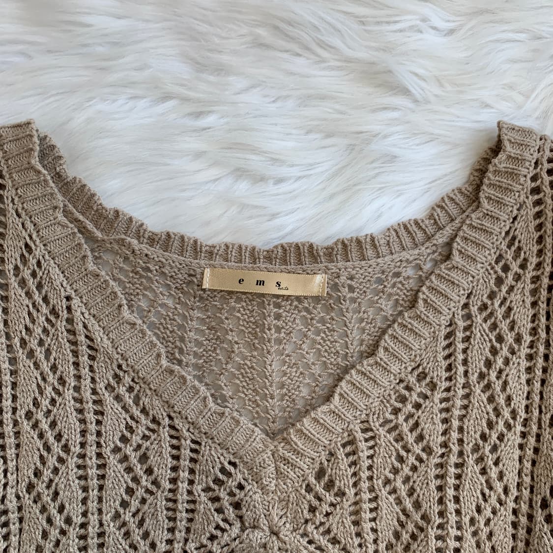 일본 빈티지 ems 셔링 스트링 퍼프 반팔 니트 1675 상품이미지4