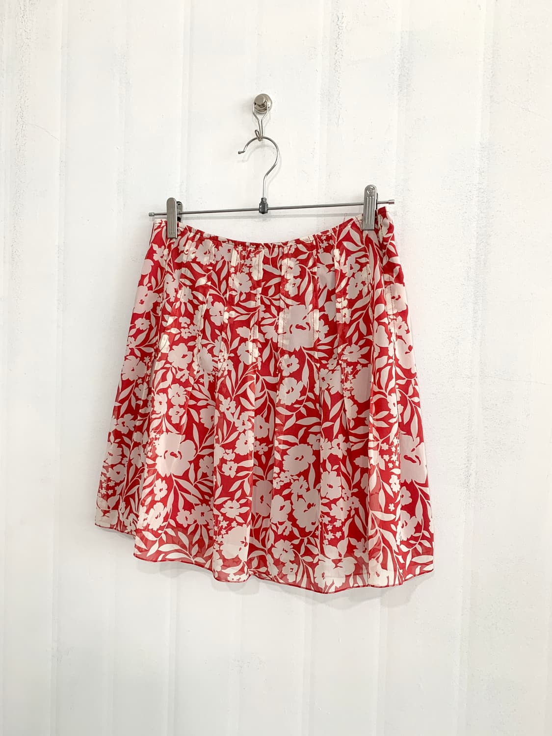 Red Oriental Flower Midi Skirt 상품이미지1
