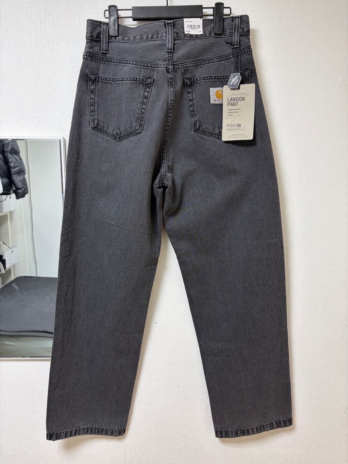 (새상품/29) 칼하트 랜든팬츠 블랙 헤비스톤워시 상품이미지2