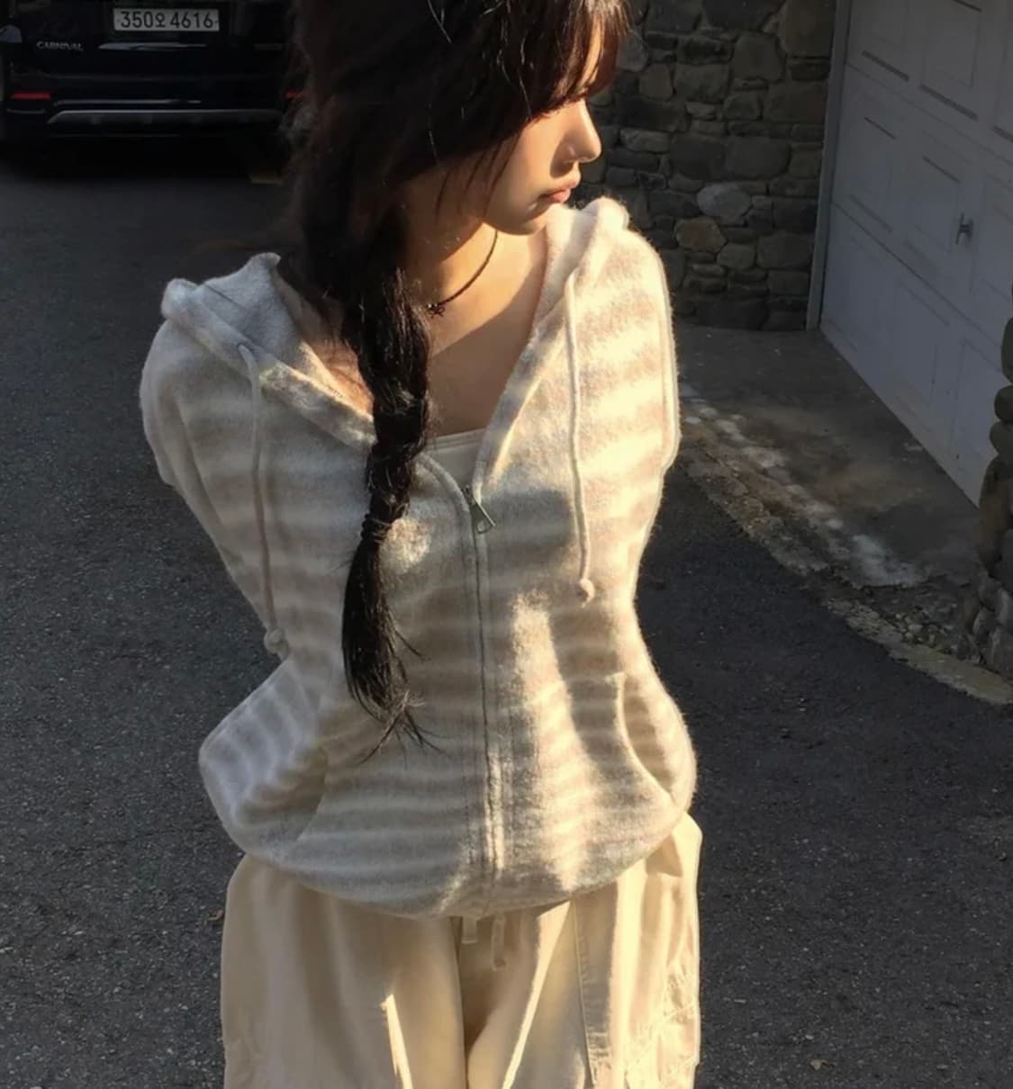 솜사탕 블루 니트 후드집업 상품이미지5