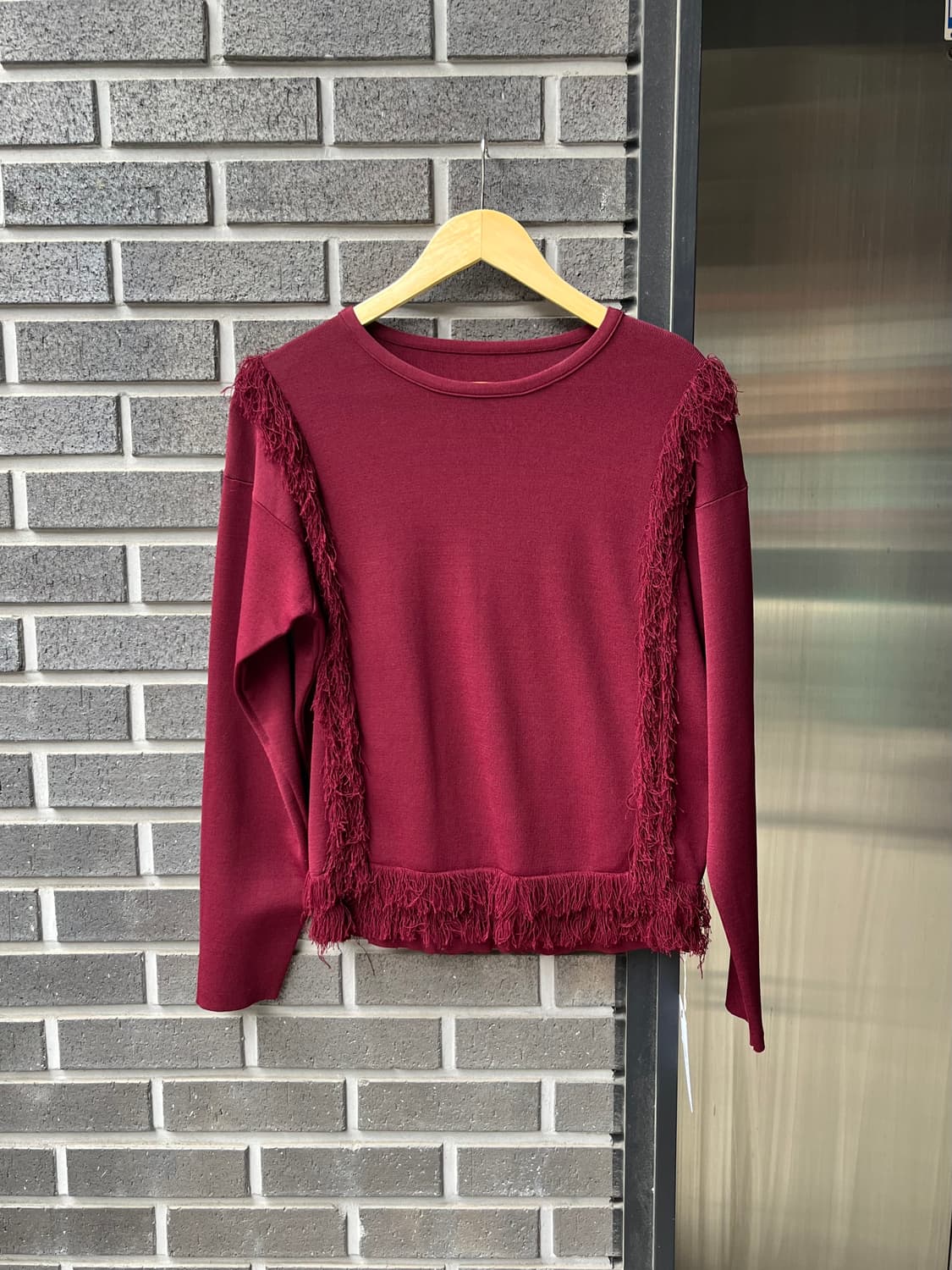프린지 롱슬리브 버건디 상품이미지1