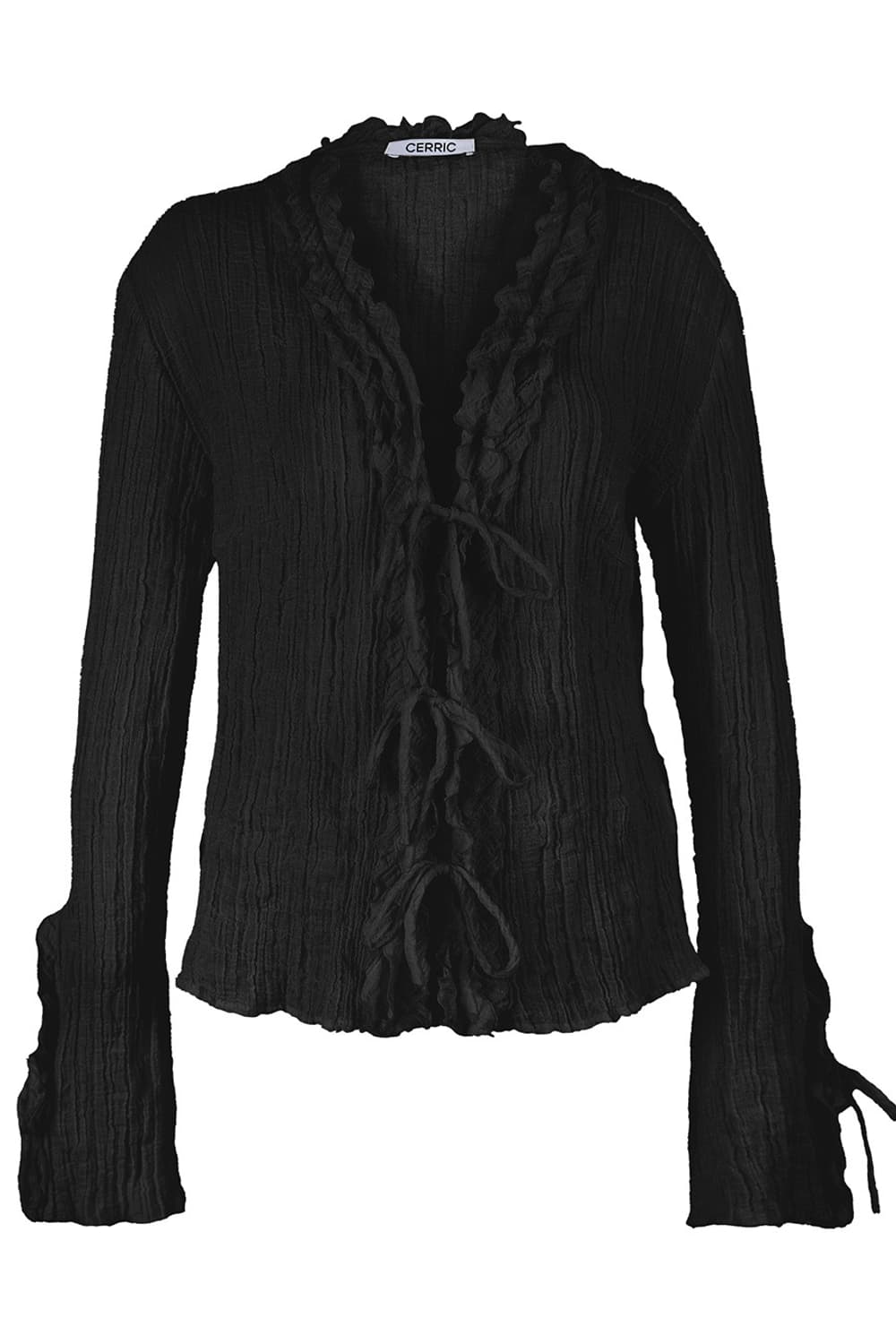 세릭(CERRIC) 프릴 타이 블랙 가디건 블라우스 상품이미지2