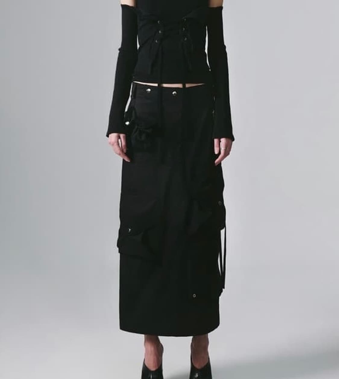nache나체스트랩카고롱스커트strap cargo maxi skirt블랙 상품이미지1