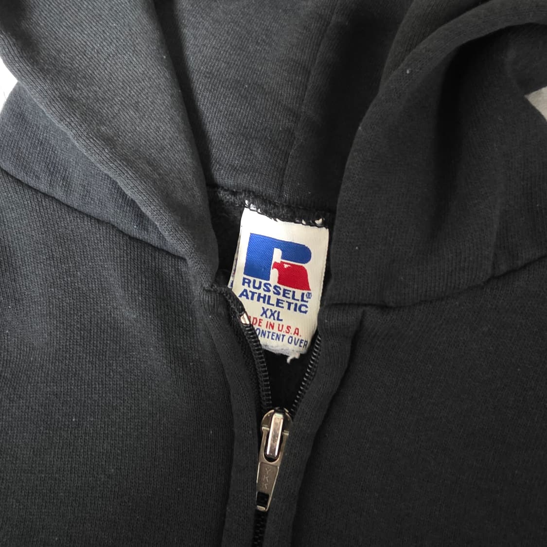 [XXL] 90s USA 빈티지 러셀 애슬레틱 후드집업 블랙 로고 상품이미지7