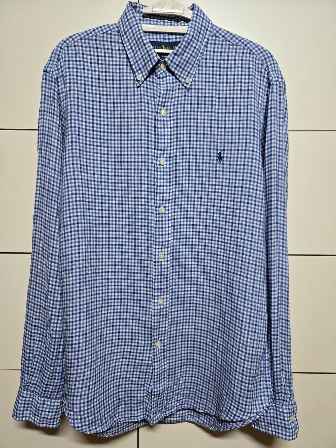 폴로 랄프로렌 남성 린넨 깅엄 체크 셔츠 상품이미지1
