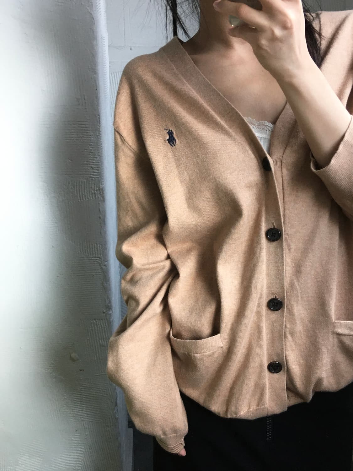 Polo 폴로 랄프로렌 베이지 컬러 피마코튼 브이넥 가디건 상품이미지2
