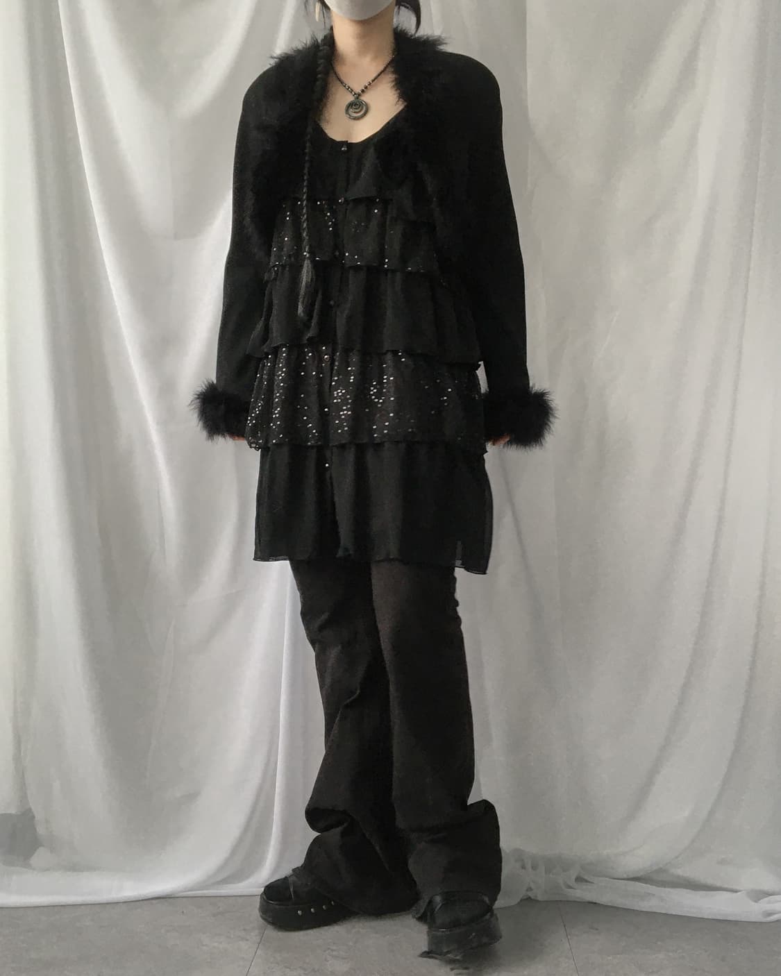 Fake fur trimming open jacket 상품이미지6