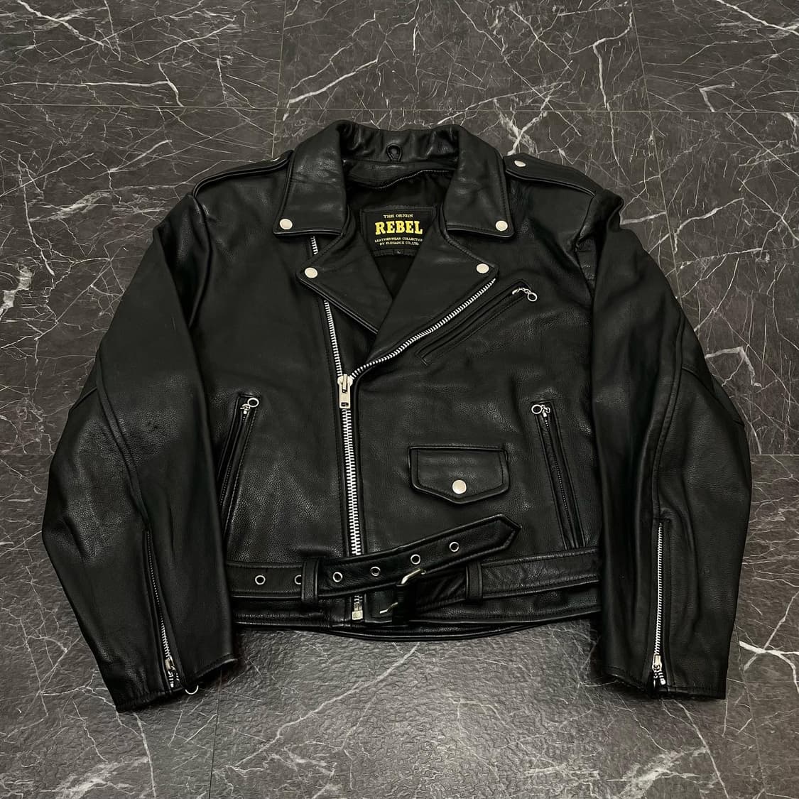 L REBEL 소가죽 크롭 헤비 라이더 자켓 상품이미지6