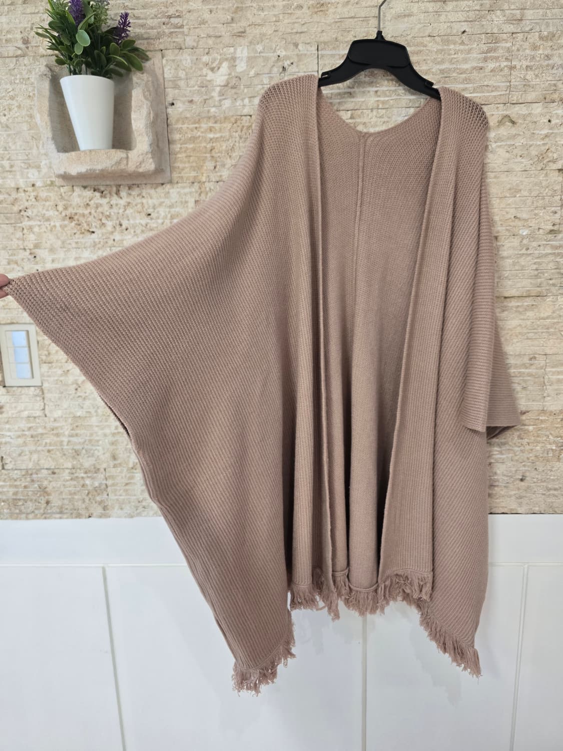 베이지 니트 숄 가디건 상품이미지1