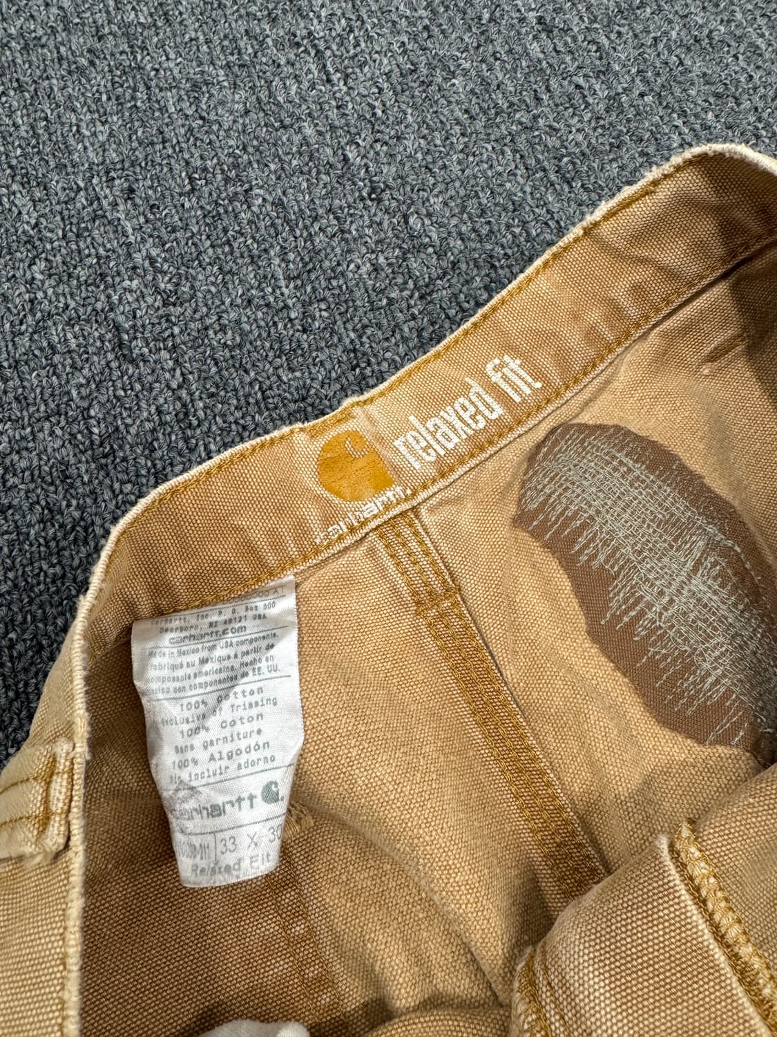 칼하트 빈티지 베이지 더블니 워크팬츠 상품이미지5