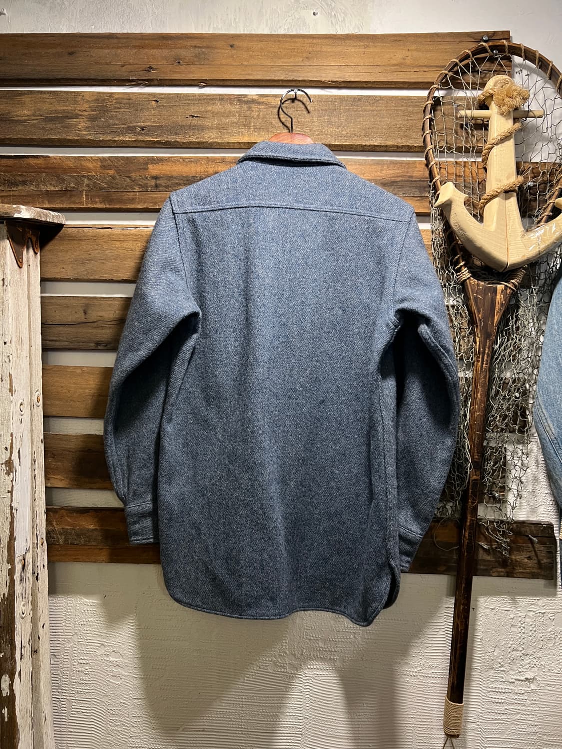 [M]80's 에디바우어 Made in USA 파스텔블루 울 셔츠 상품이미지6