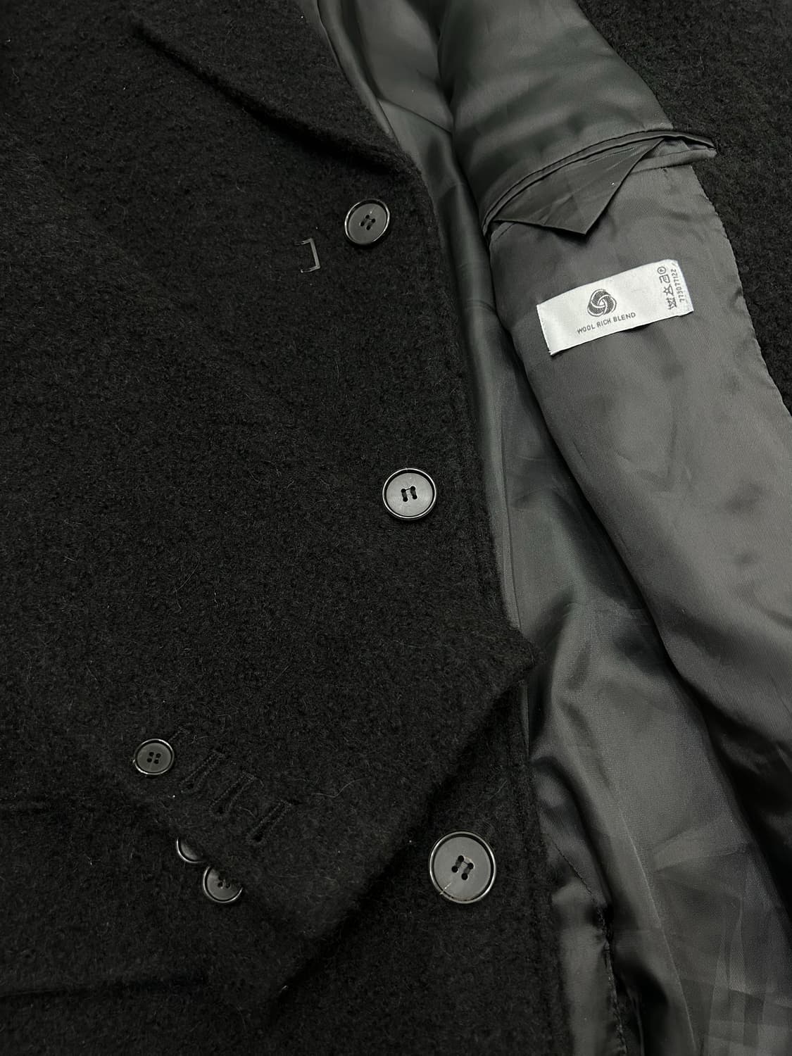 [XL]던스트 3버튼 부클 울 롱코트/블랙 상품이미지6