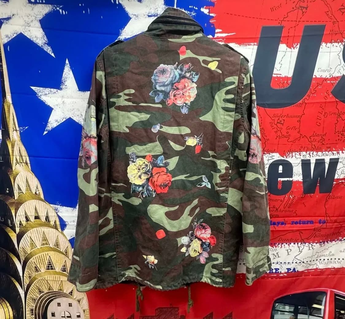 빈티지 레어템 밀리터리카모 플라워 야상자켓L100 상품이미지5