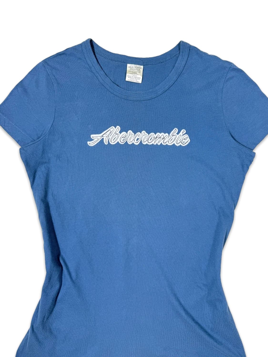 빈티지 Abercrombie 블루 캡소매 로고 반팔 티 상품이미지3