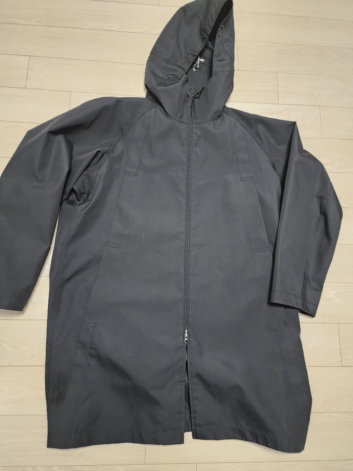 유니클로U 블록테크 후드 코트 블랙 L 피쉬테일 레인코트 모즈코트 상품이미지2