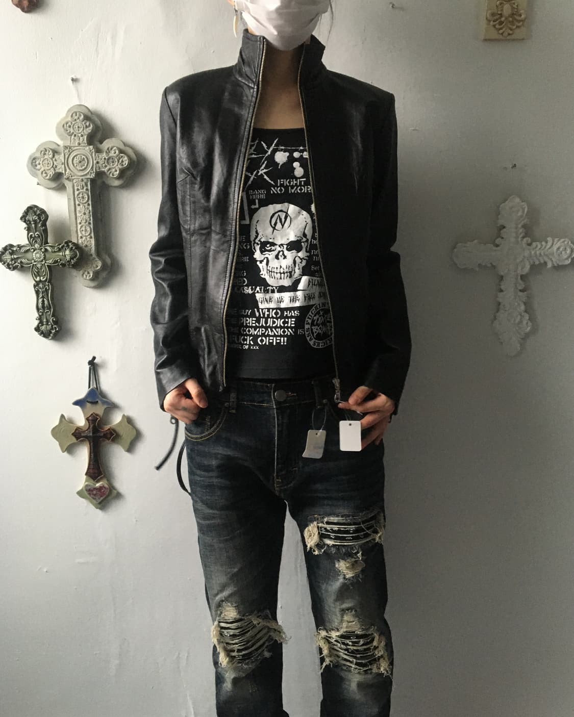 Side lace up point lamb leather jacket 상품이미지1