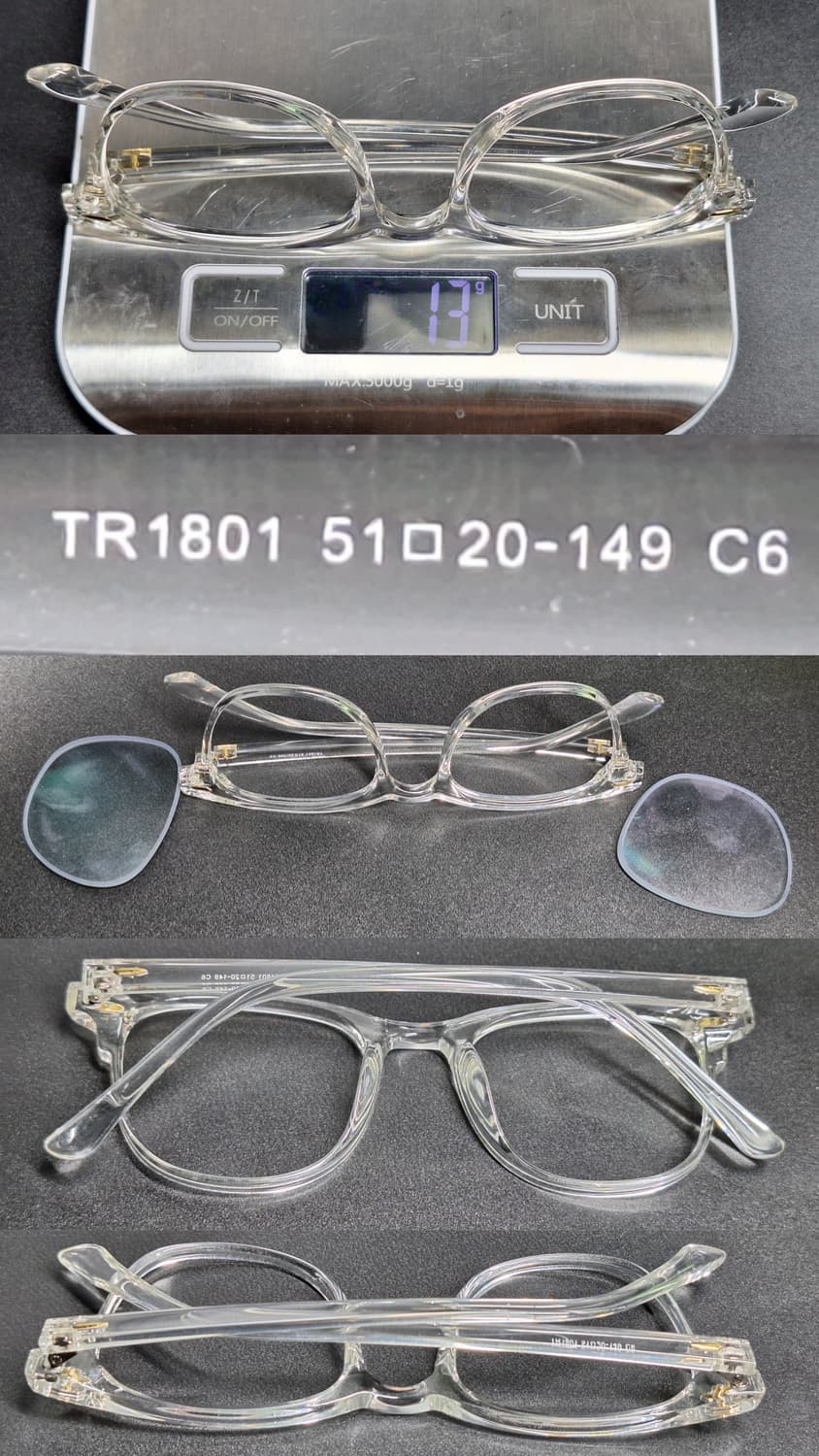 TR1801 골드 리벳 투명 클리어 안경테 51mm 일본 수입 패션 상품이미지6