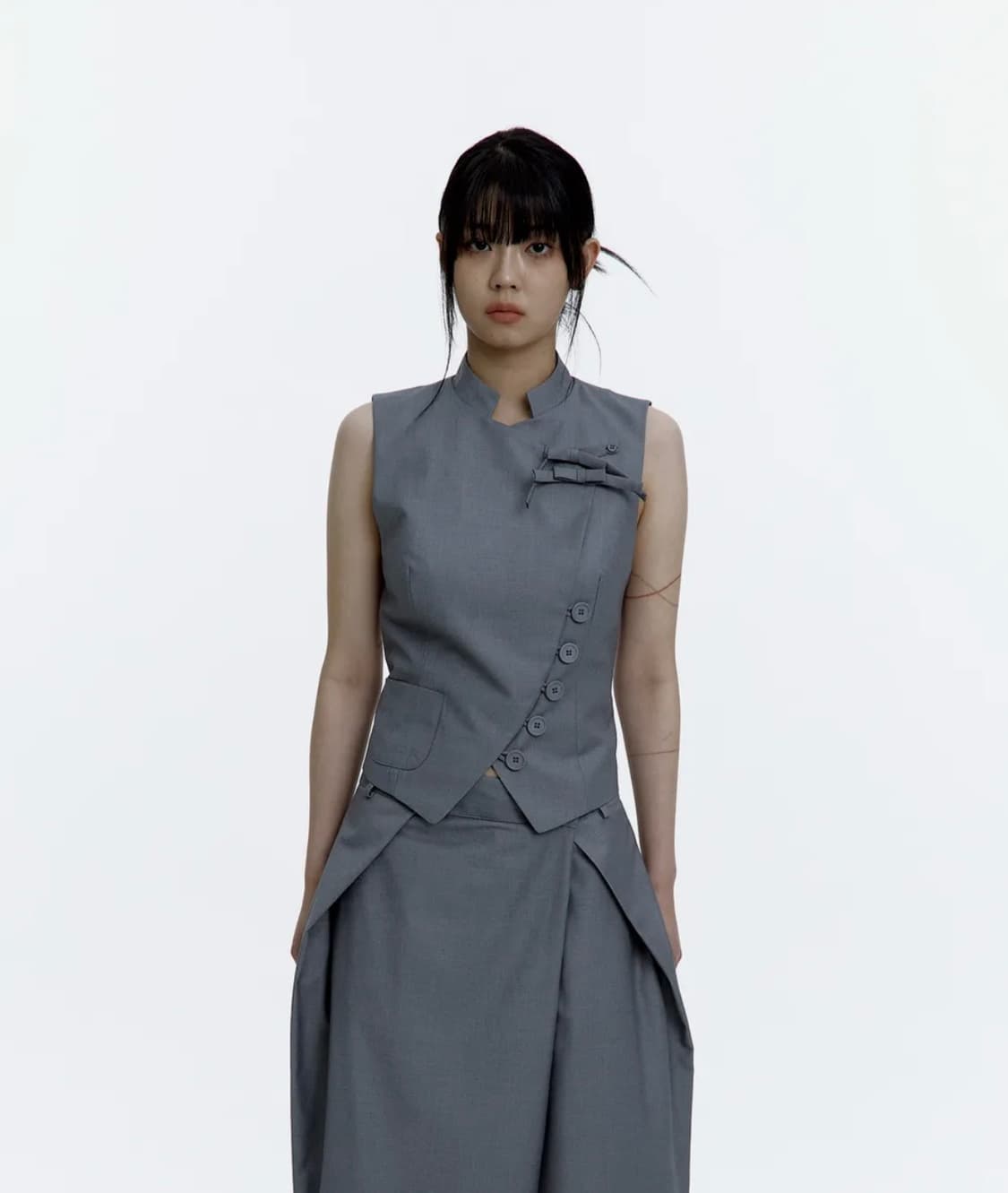 카시코 프레피 차이나 카라 베스트 그레이 상품이미지1