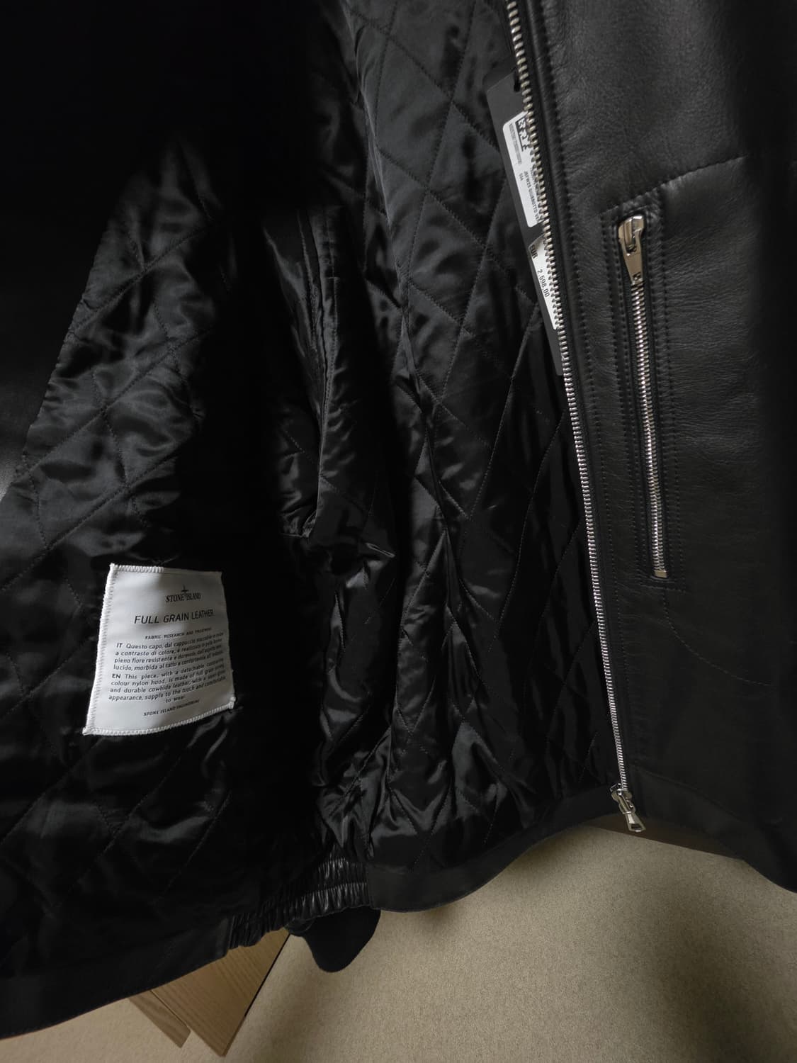 스톤아일랜드 슈프림 레더자켓 블랙 L 새상품 상품이미지5