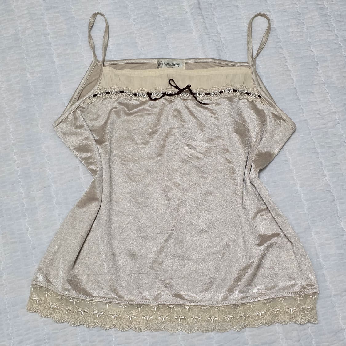 라떼갸루 리본레이스 새틴 슬리브리스 상품이미지1