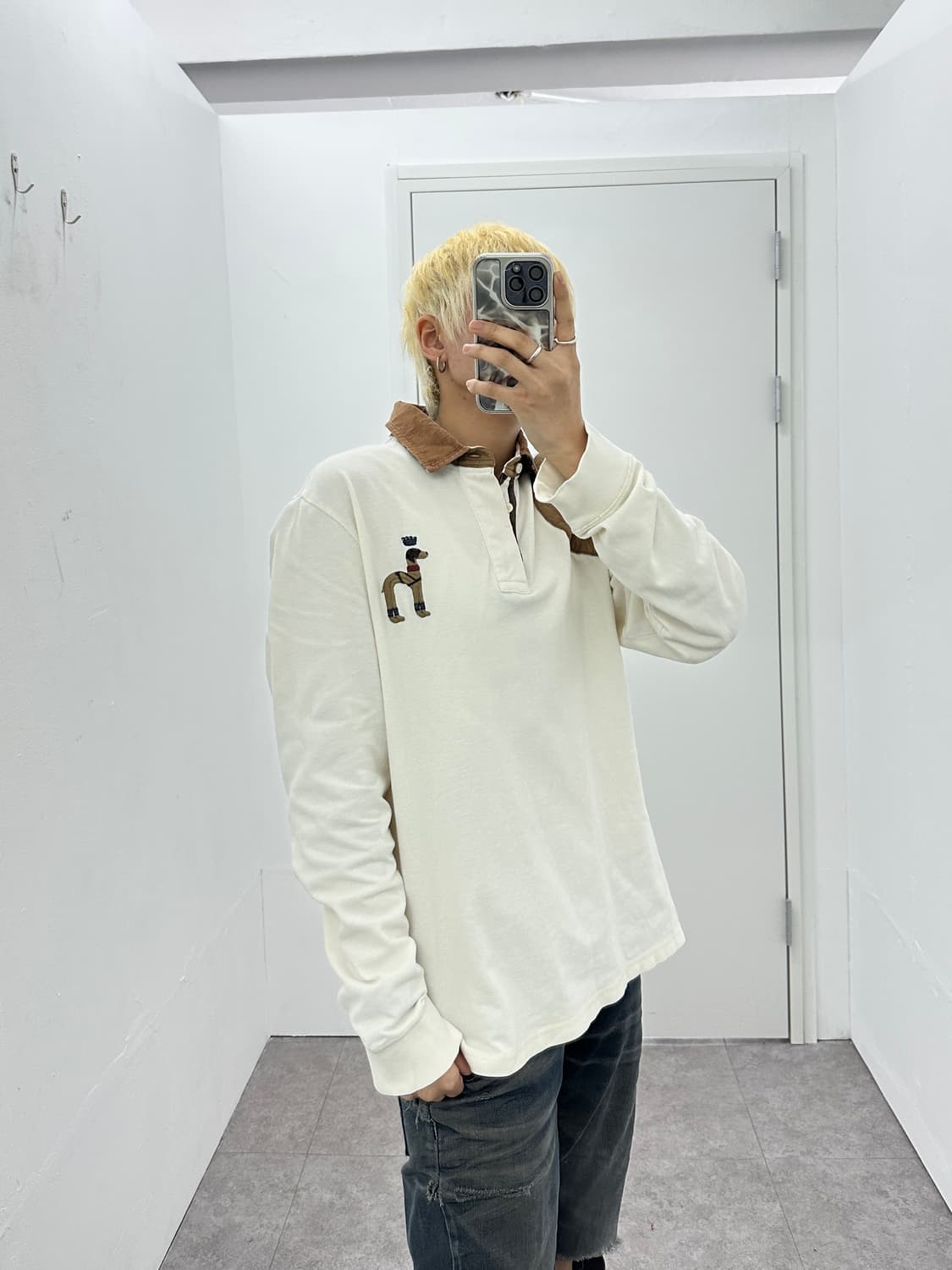 Hazzys logo corduroy  pk sleeve ivory  상품이미지2