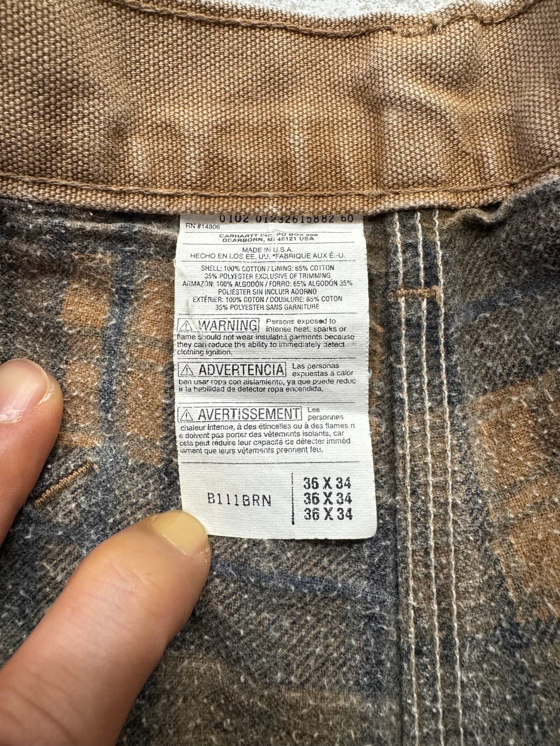 칼하트 B111 플란넬 라이닝 싱글니 워크팬츠 상품이미지3