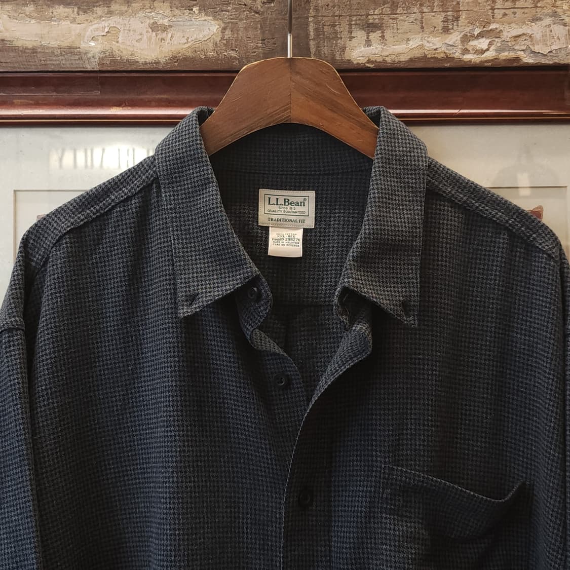 90s 엘엘빈 셔츠 하운드투스 패턴 워크셔츠 그레이 xxl 빅사이즈 상품이미지5