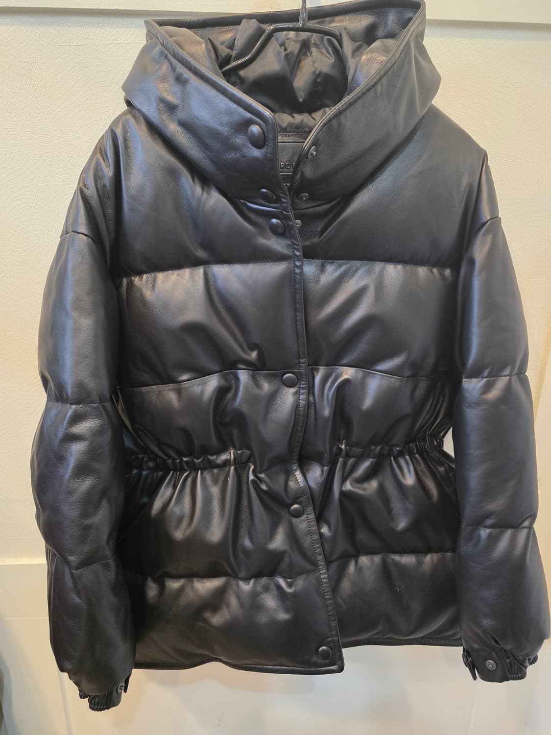 ROBO 블랙 가죽 구스패딩 자켓 66사이즈 상품이미지5