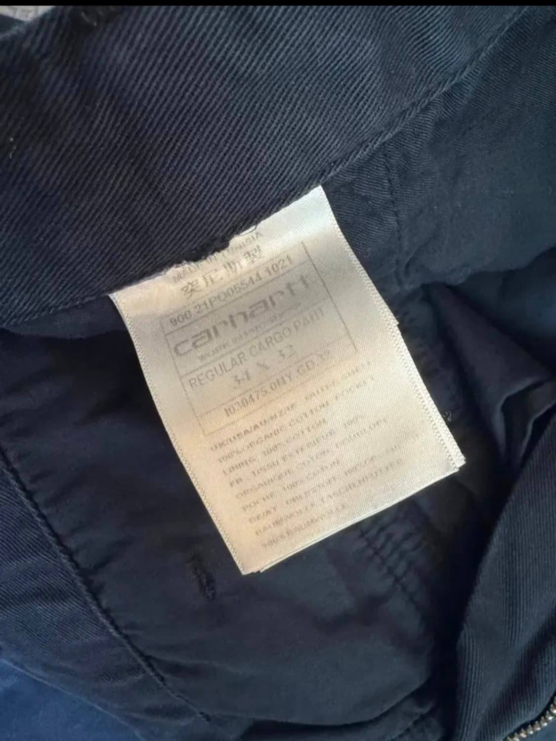칼하트 wip 레귤러 카고팬츠 네이비 34×32 상품이미지3