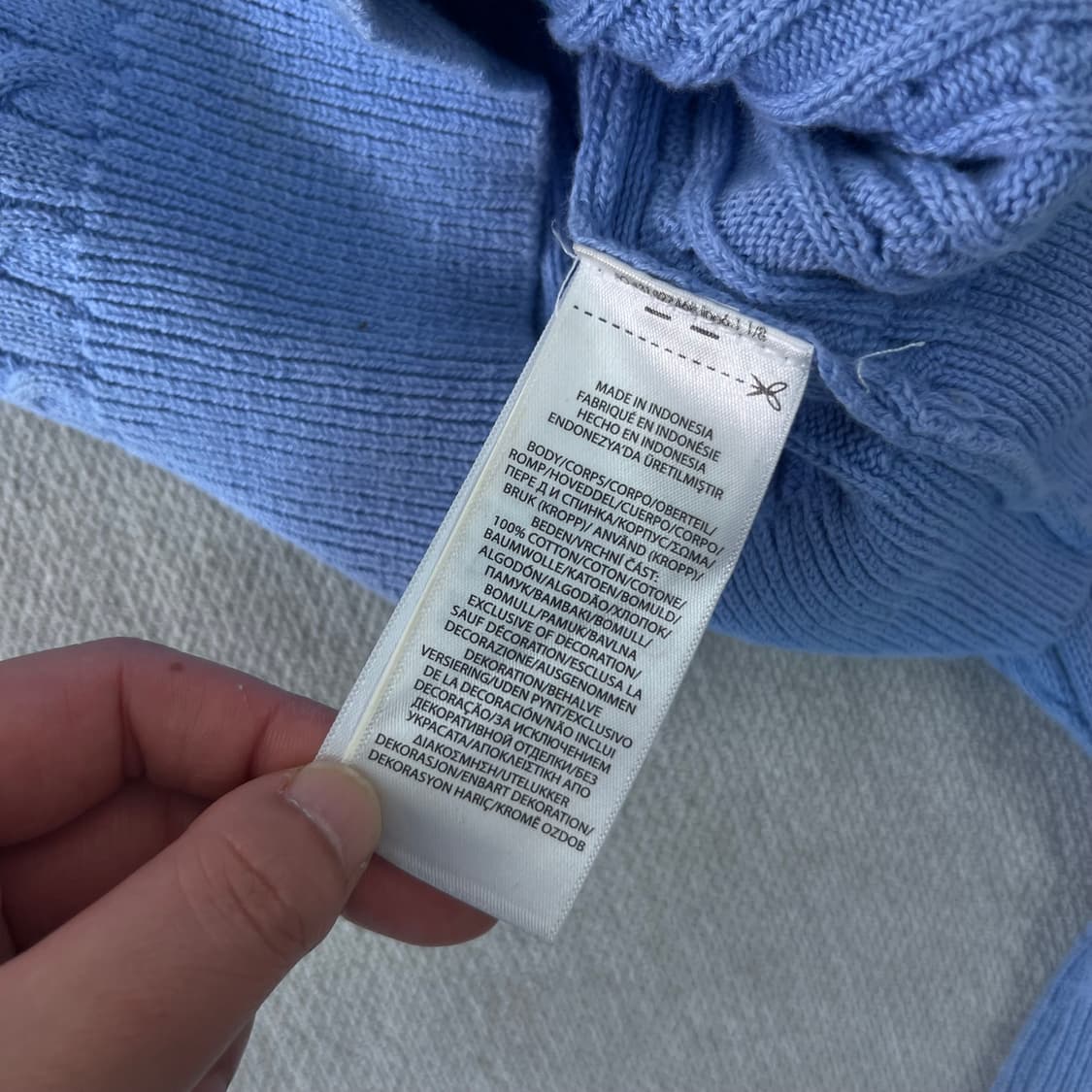 W 95 폴로랄프로렌 스카이블루 꽈배기 가디건 상품이미지6