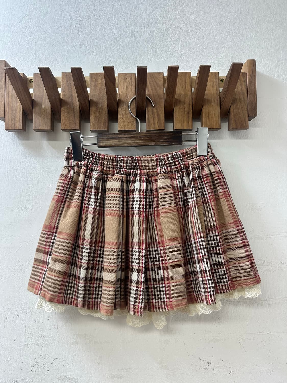 일본빈티지 Liz Lisa 리즈리사 체크 플리츠 큐롯팬츠 레이스 스커트 상품이미지5