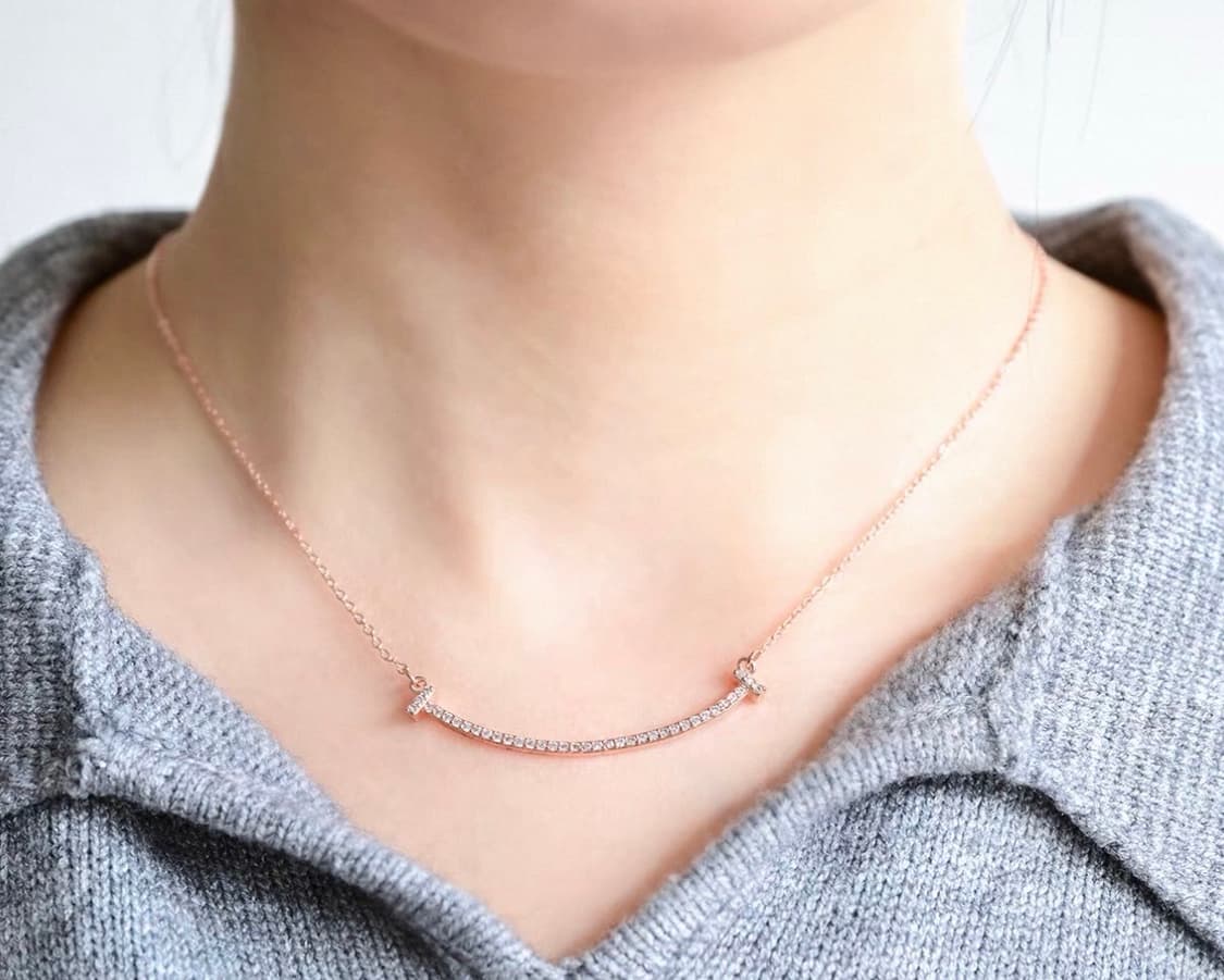 티파니앤코 스마일 크리스탈 팬던트 목걸이 로즈골드 상품이미지4