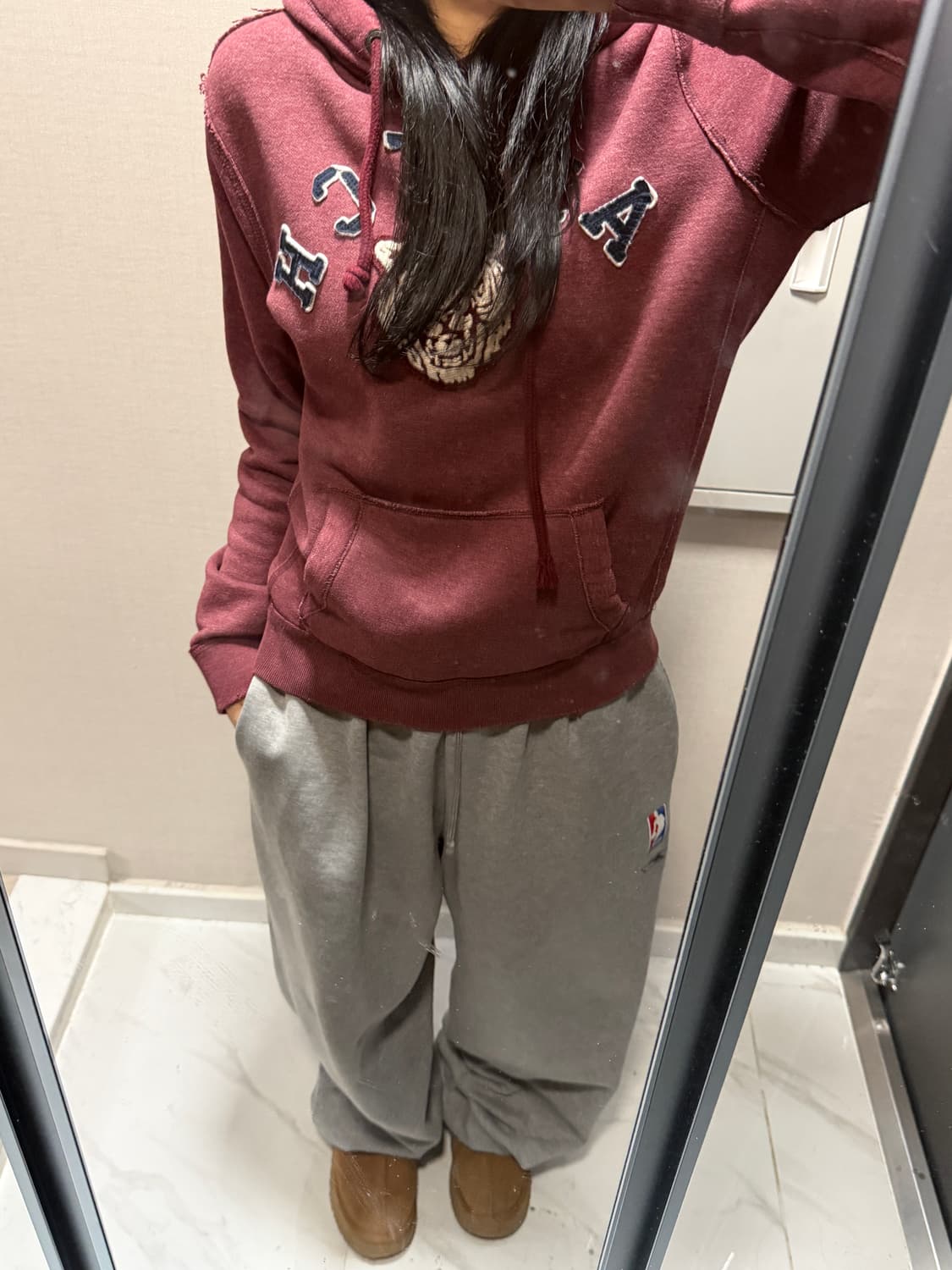 아베크롬비 버건디 후드티 s 상품이미지1