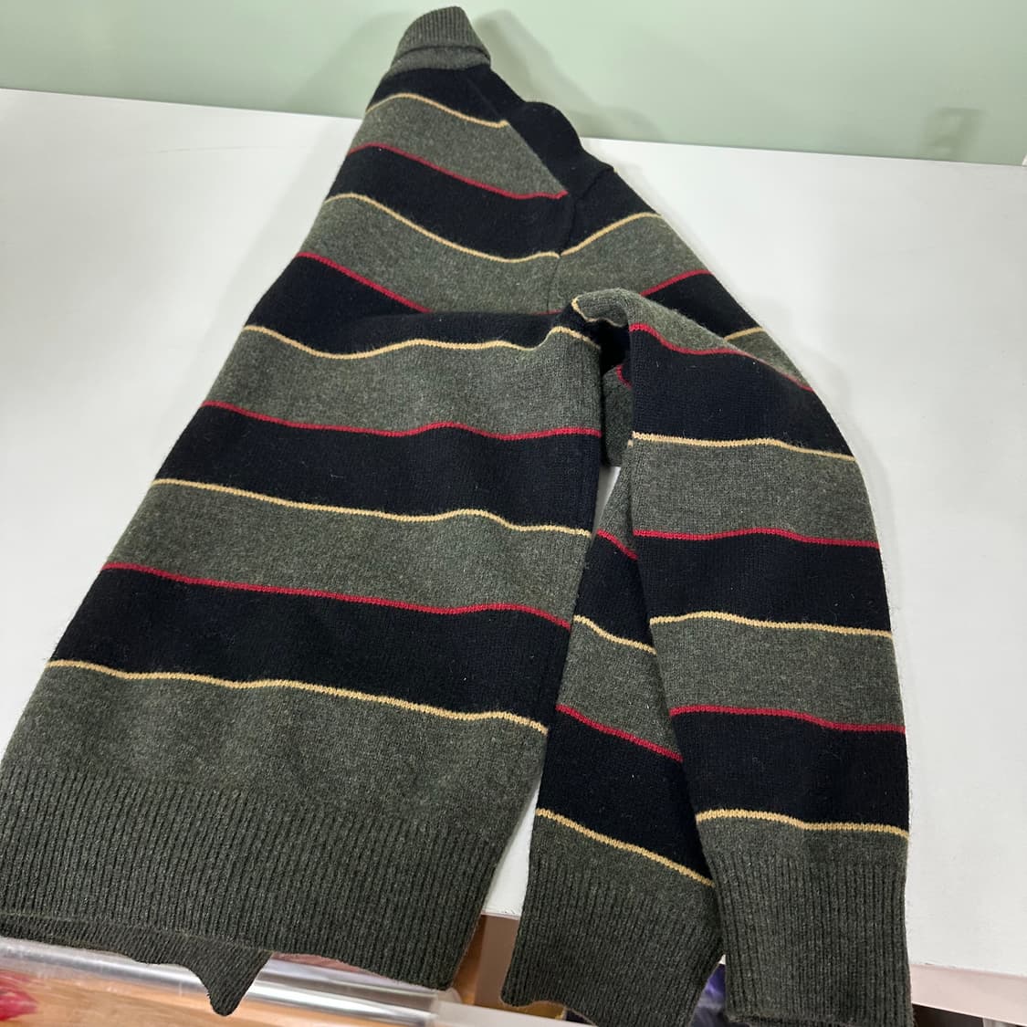 95 라코스테 카키블랙 카라넥 반집업니트 상품이미지6