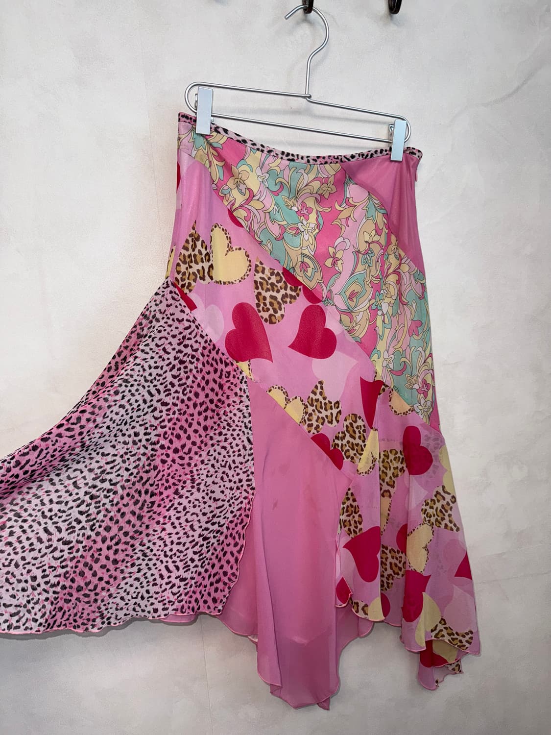 Pink kitsch leopard heart chiffon skirt 상품이미지2