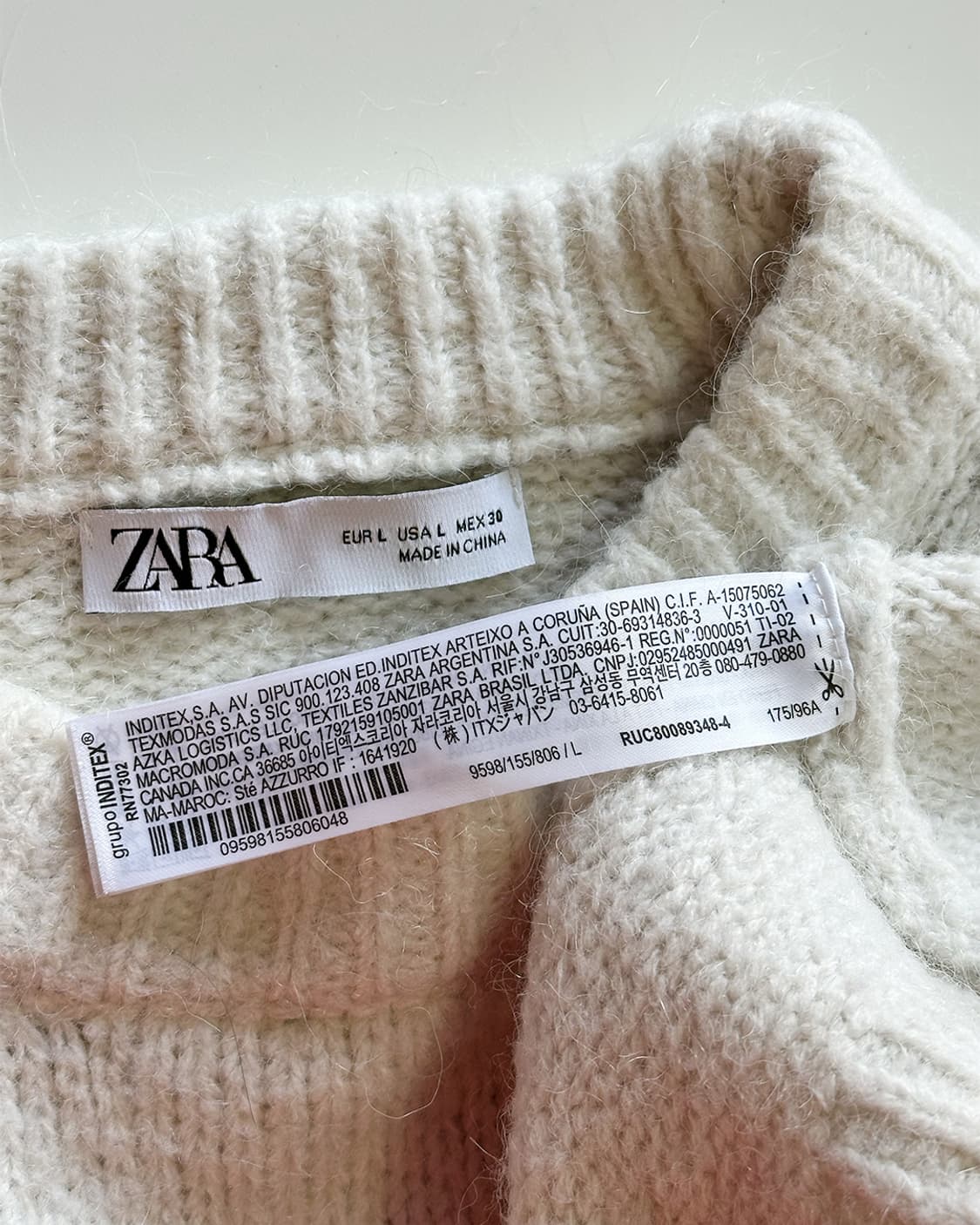 자라 부클 스웨터 오트밀화이트 상품이미지3