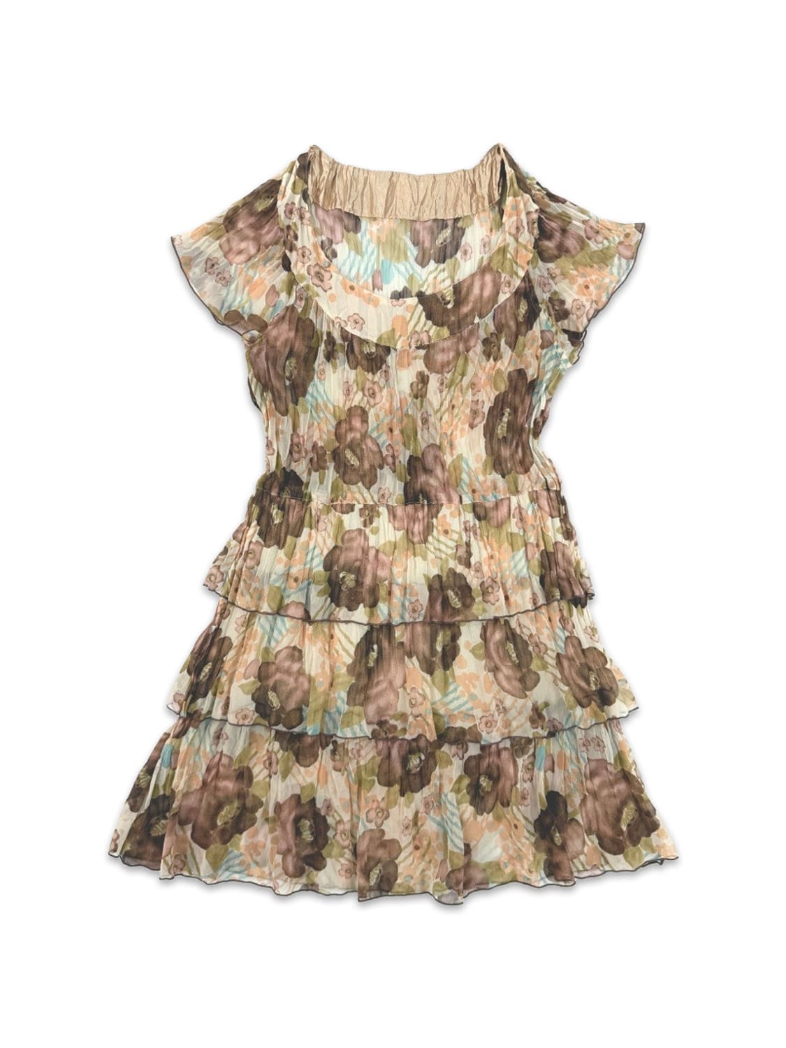 빈티지 플러워 시스루 프릴 레이어드 원피스 상품이미지3