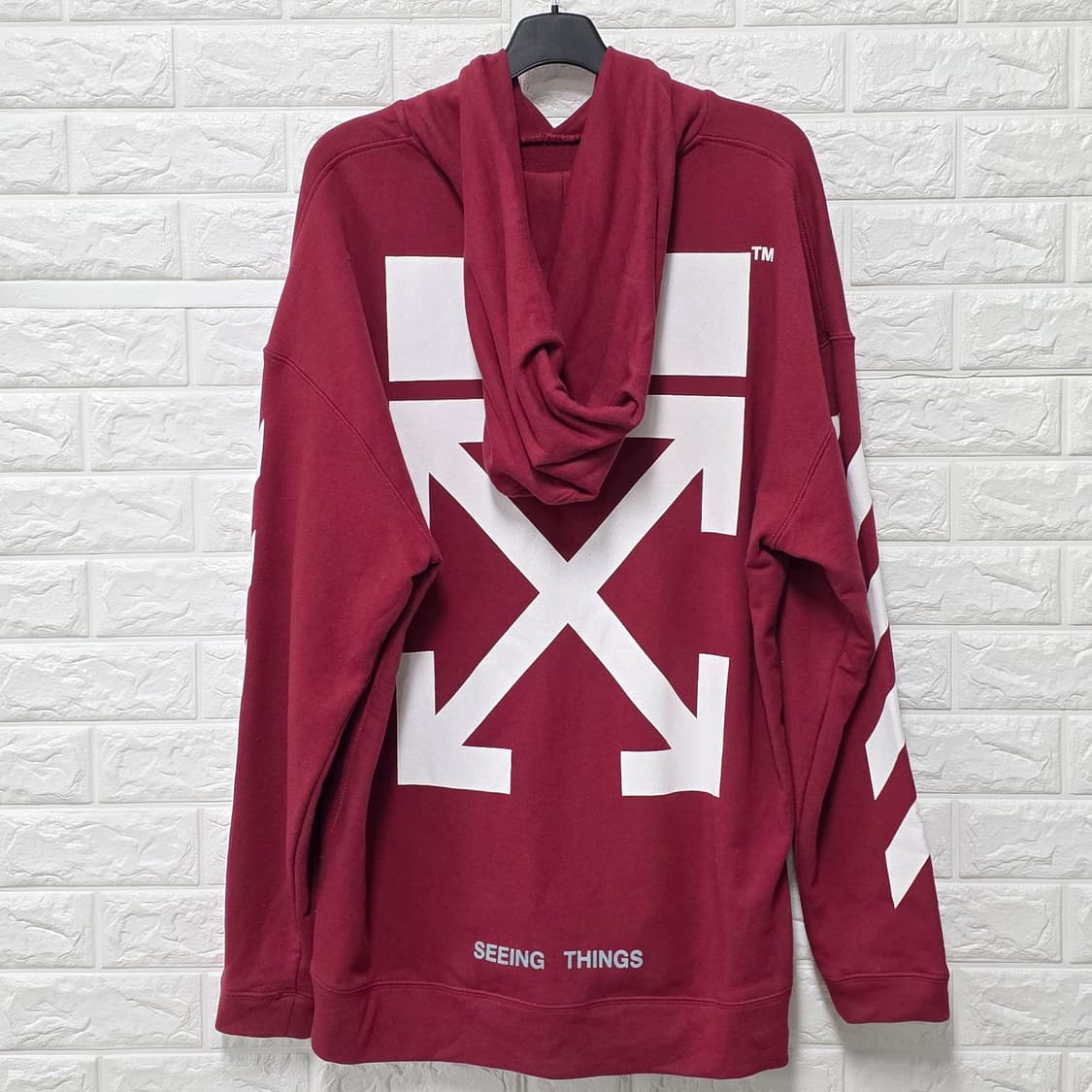 택포_ 오프화이트 버건디 후드티 XL 상품이미지4
