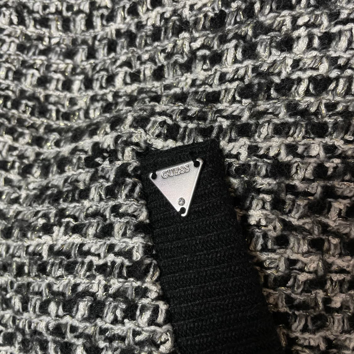 게스 블랙 화이트 트위드 블루종 자켓 XS 상품이미지5