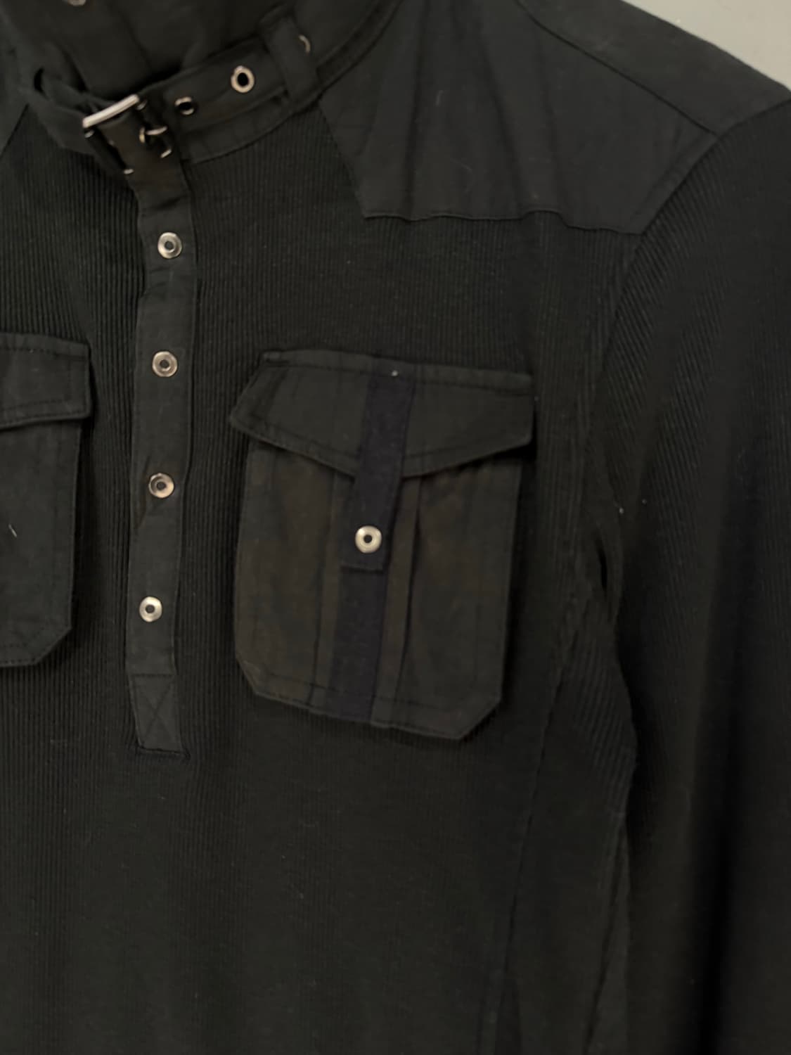 neck buckle pocket ribbed long sleeve 상품이미지7