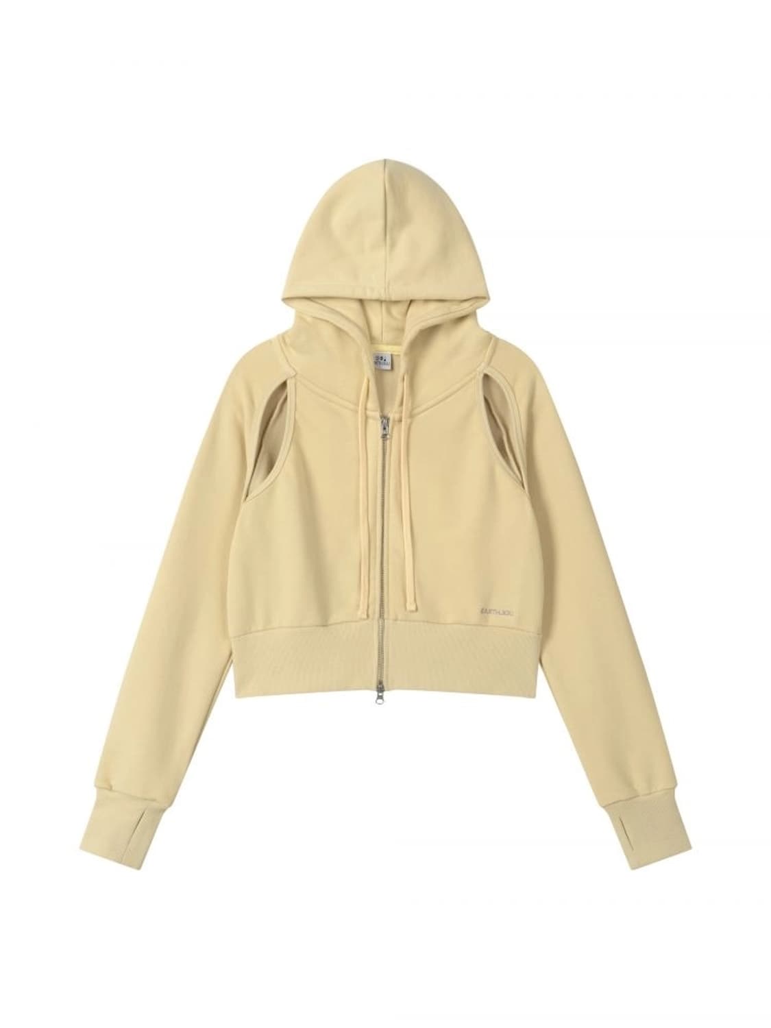 어스지구 CUT OUT CROP HOOD ZIP-UP (BUTTER) 상품이미지1