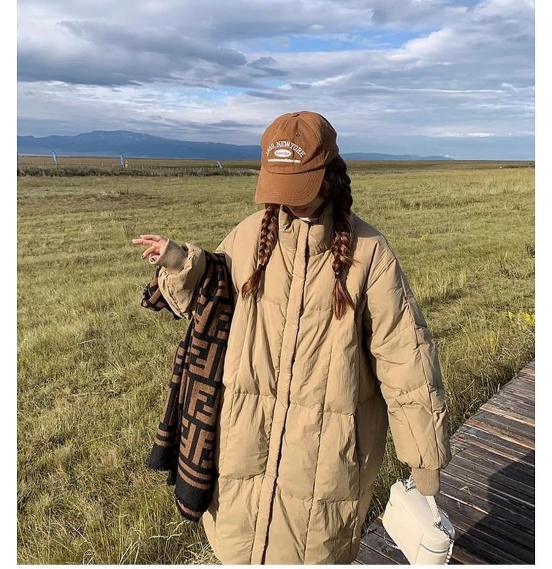 새옷 오버핏 박시핏 롱 야상형 패딩 프리사이즈sm 상품이미지5