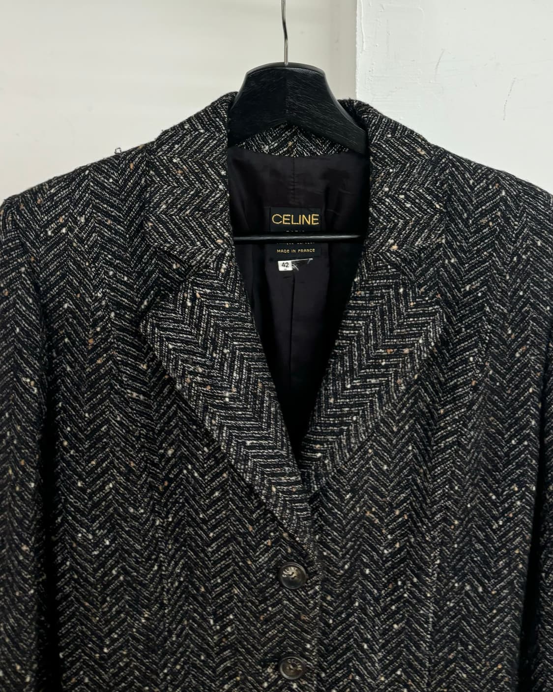 셀린느 블랙 헤링본 트위드 블레이저 자켓 상품이미지2