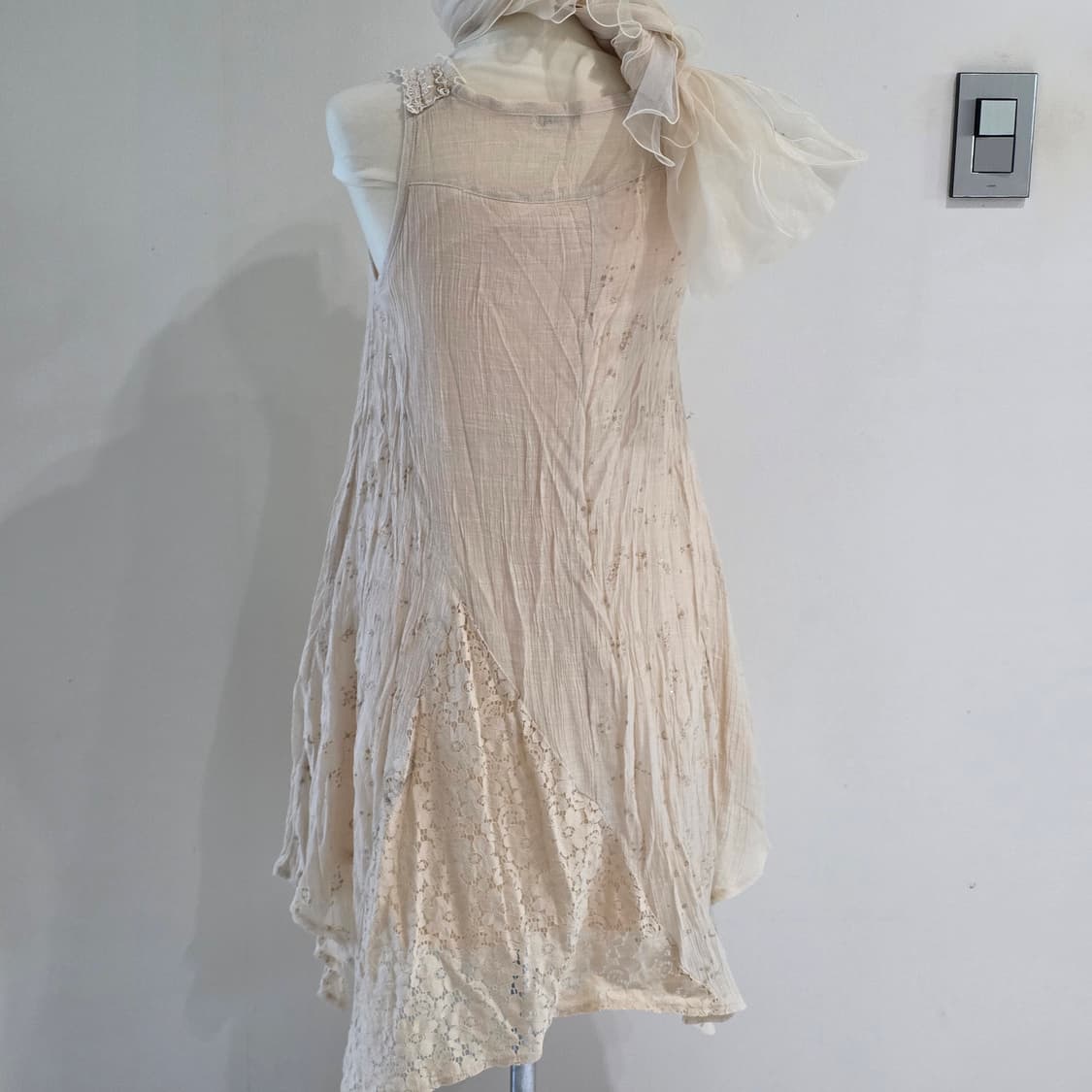 아이보리 모리걸st 언발 레이스 캉캉 슬리브리스 롱원피스 상품이미지5