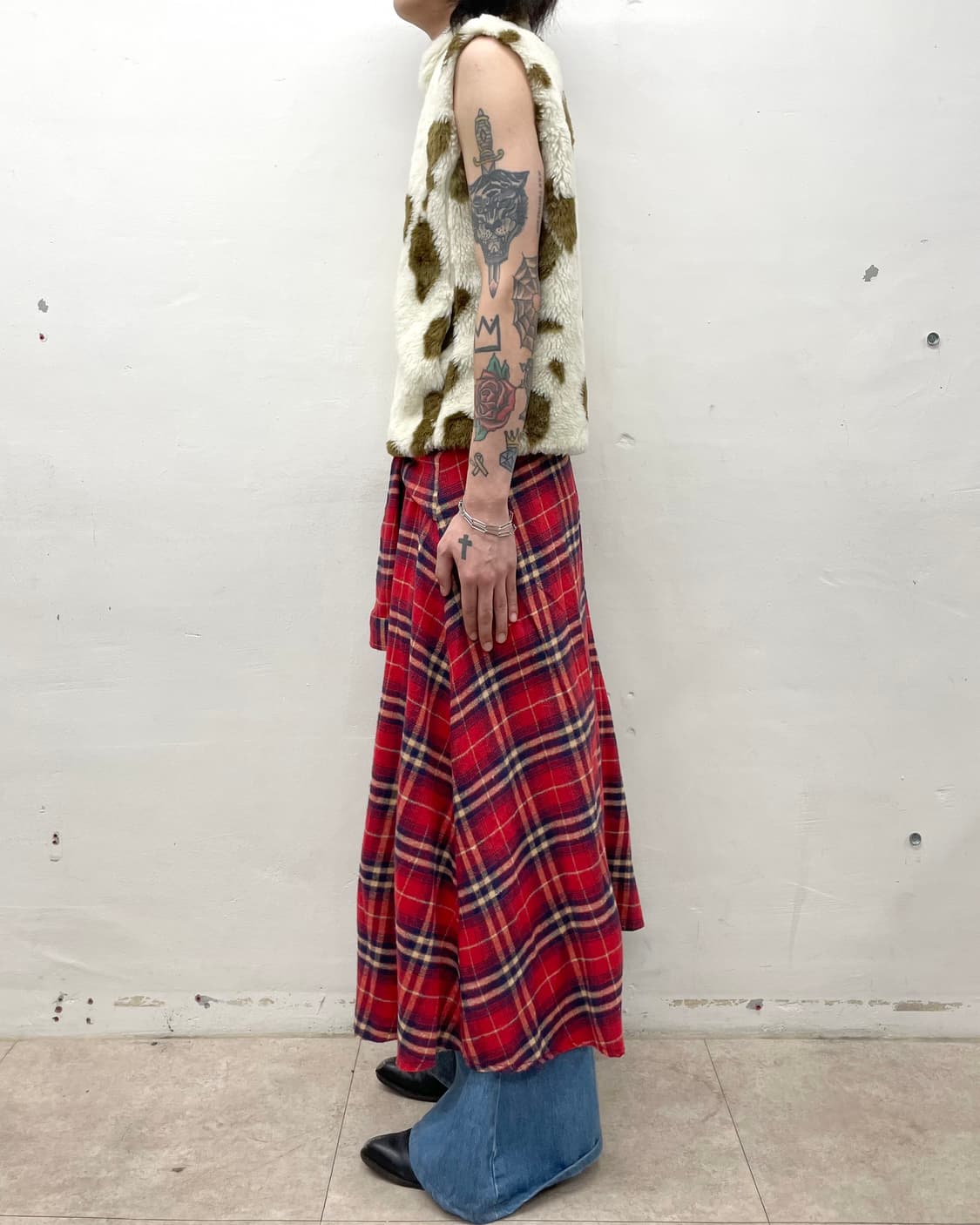 tartan checkered red strap skirt 상품이미지4