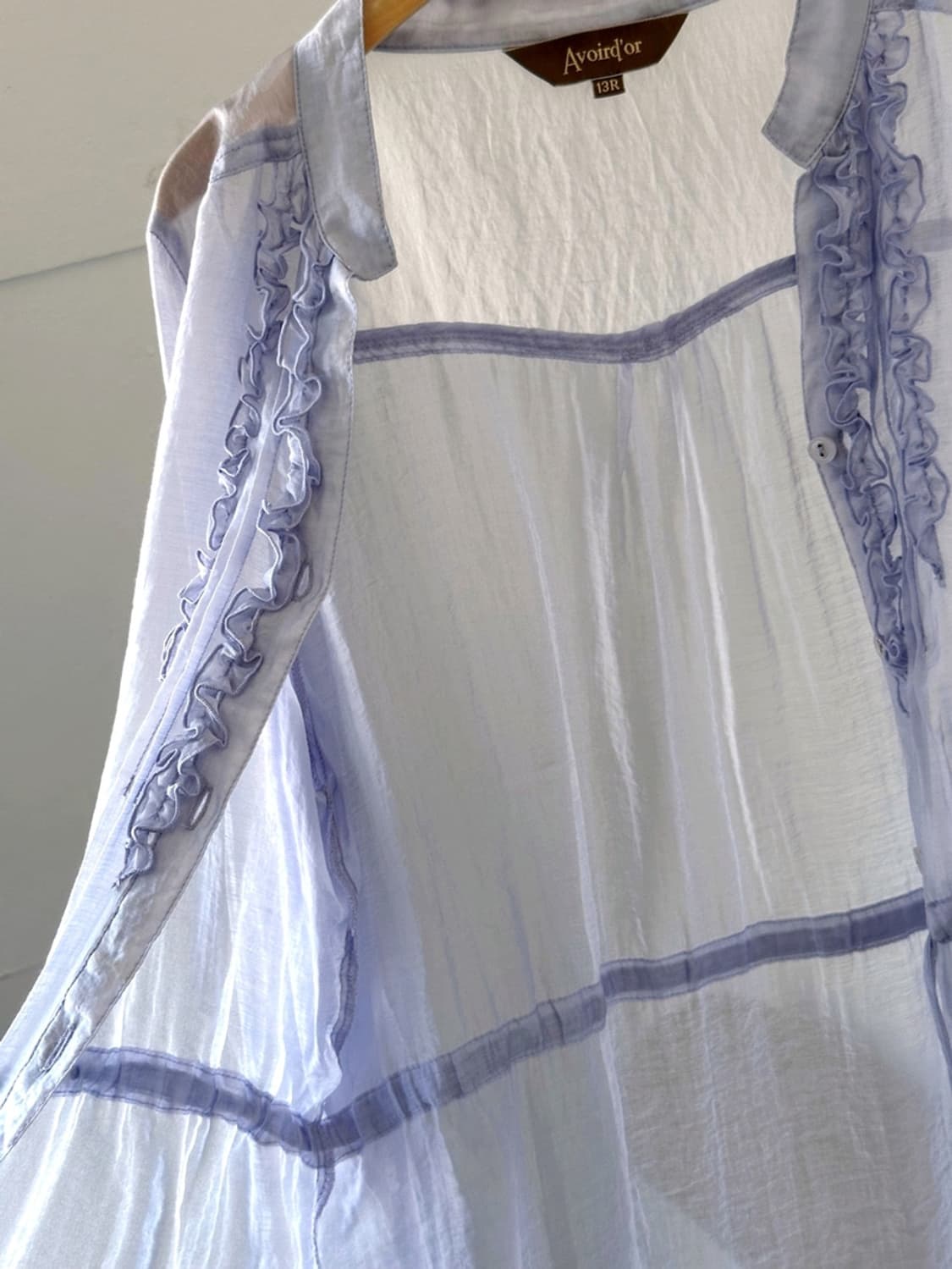 Sheer fabric shirred design blouse shirt 상품이미지5