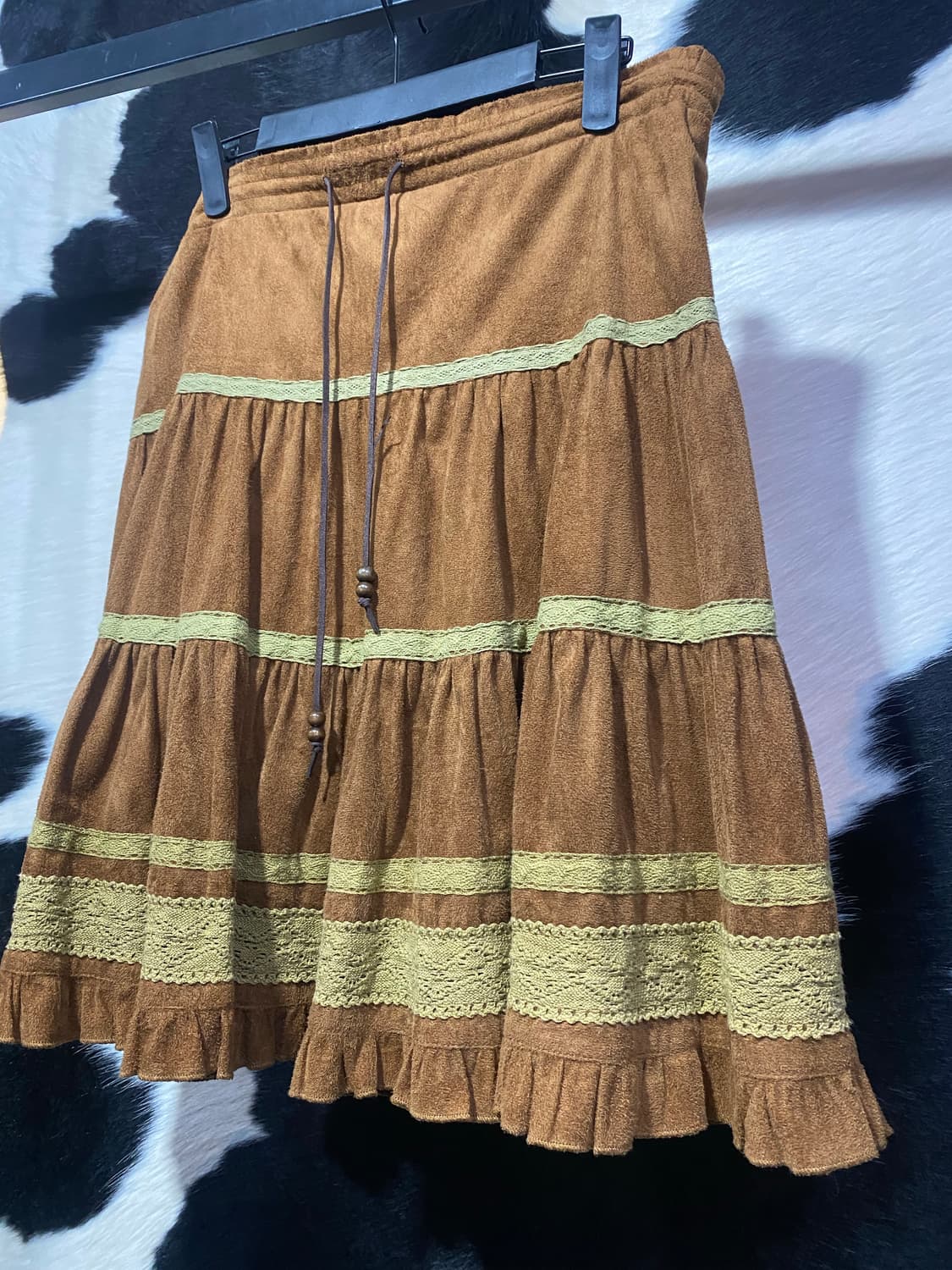 Japanese vtg 레이스 프릴 디테일 스웨이드 스커트 상품이미지2