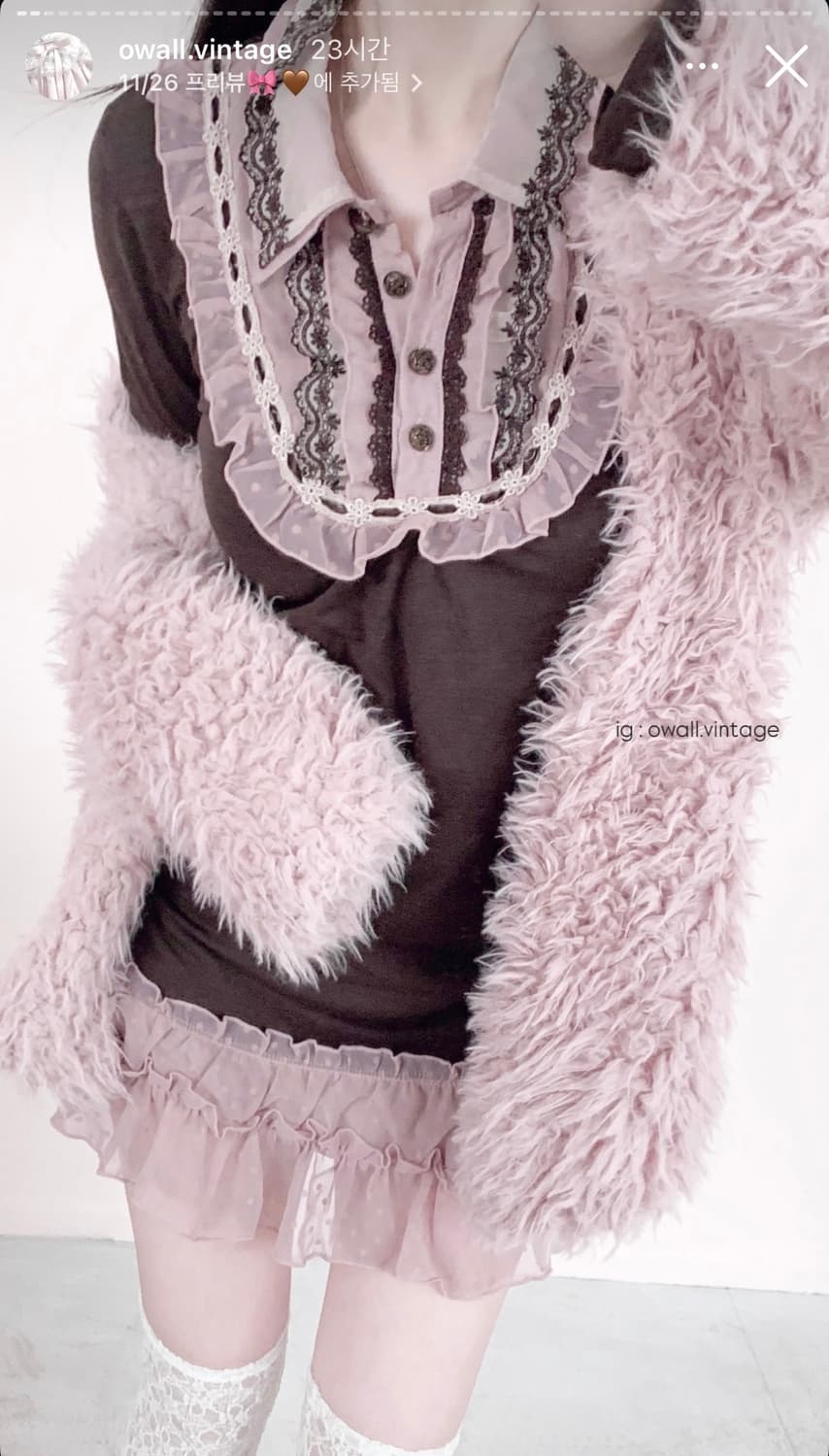 엑시즈팜 초코딸기 원피스 퍼자켓 세트 상품이미지1